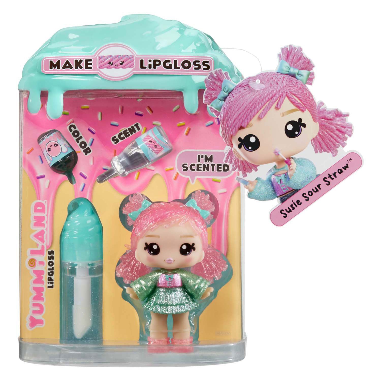 MGA Entertainment Yummiland Puppe – Susie Sour Straw mit Lipgloss-Set