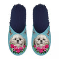 Pantoffel shih tzu lichtblauw donkerblauw