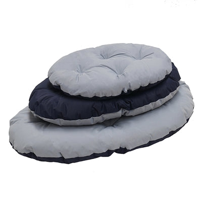 Rosenholz-Hundekissen, robust, schmutzabweisend, oval, grau, marineblau