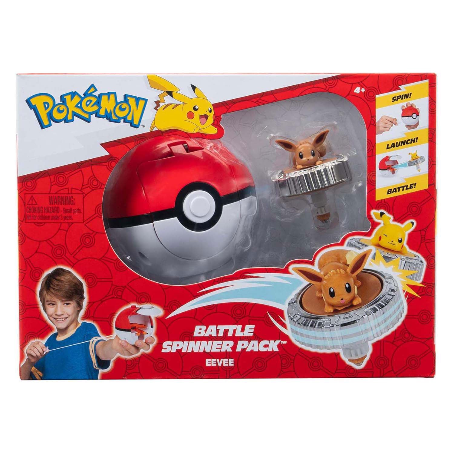Jazwares Pokémon-Kampf-Spinner-Spiel – Evoli-Pokéball