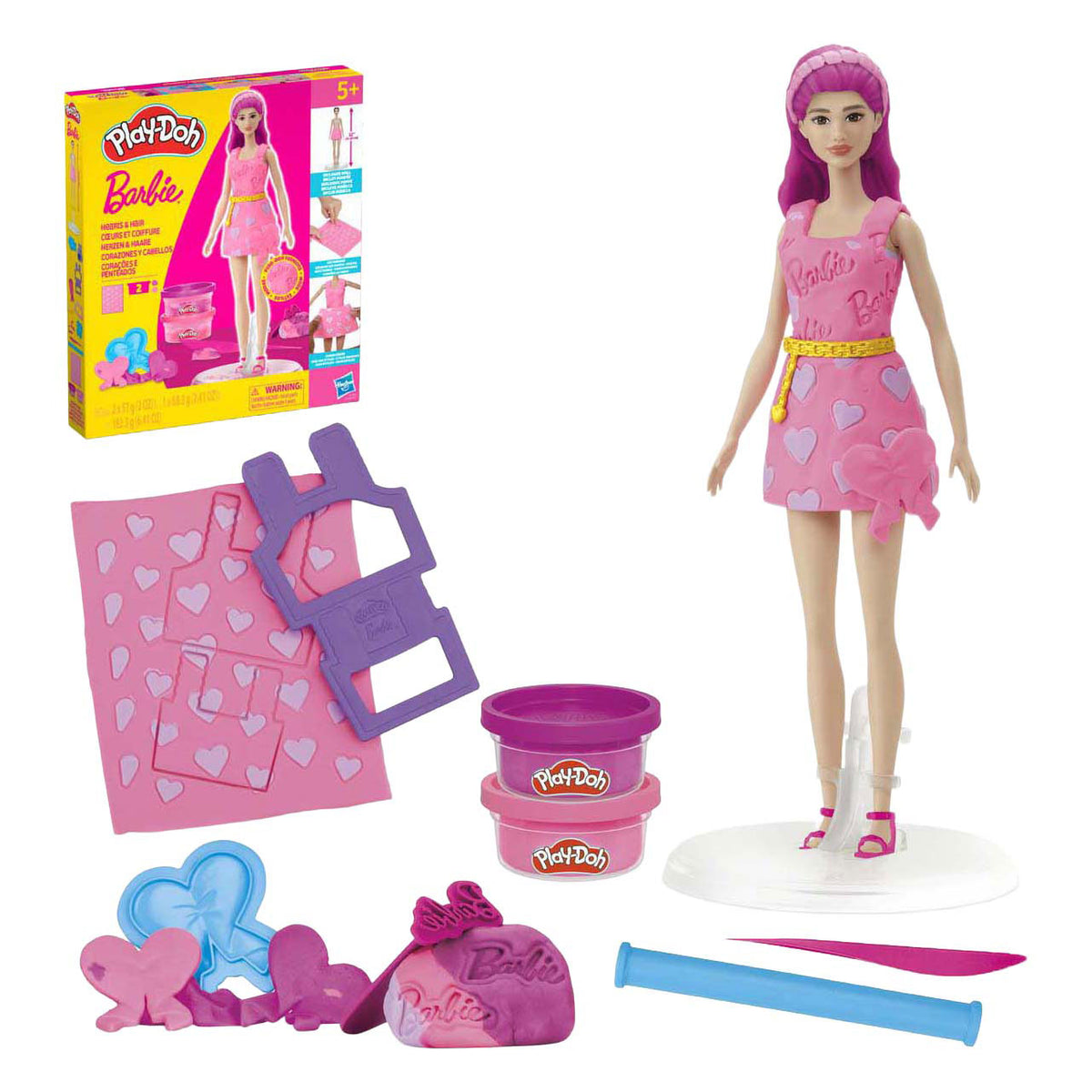 Play-Doh Barbie Herzen und Haare - 2 Tontöpfe