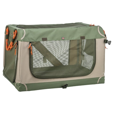 Trixie kennel comfy bench stof reismand olijfgroen beige