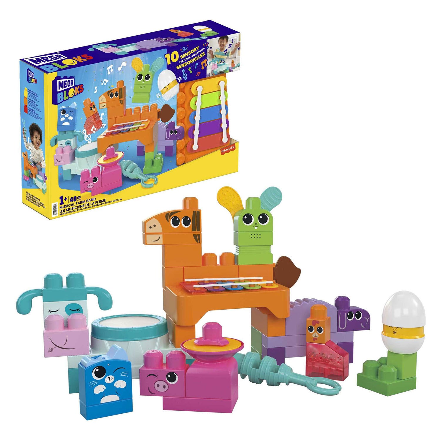 Mattel Mega Bloks Musikalische Tierband, 40 Teile