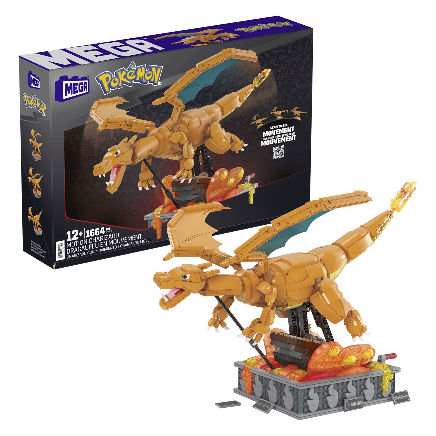 Mattel Mega Constux Pokémon Bauset mit Bewegung Glurak