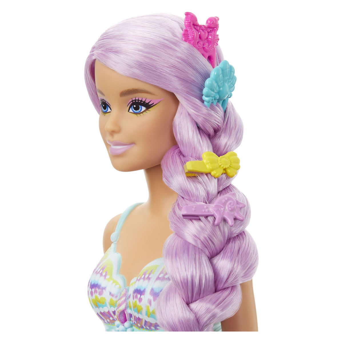 Mattel Meerjungfrauenpuppe mit Fantasie-Motiv – 18 cm langes Haar