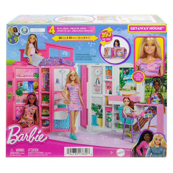 Mattel Barbie Ferienhaus mit Modepuppen-Spielset