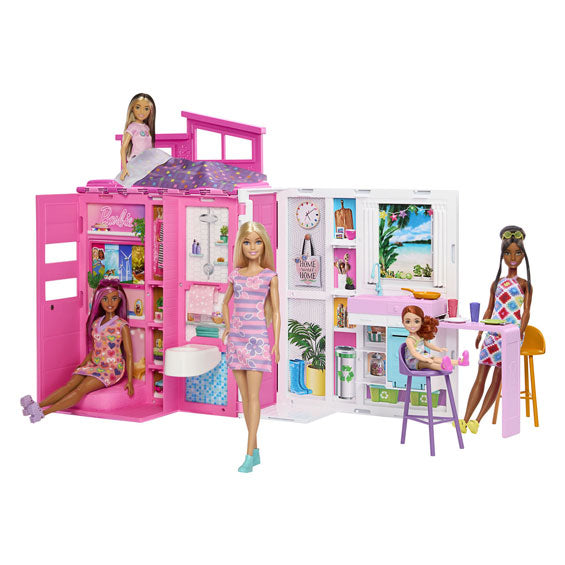 Mattel Barbie Ferienhaus mit Modepuppen-Spielset