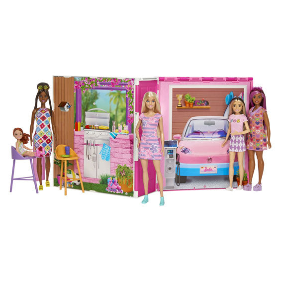 Mattel Barbie Ferienhaus mit Modepuppen-Spielset