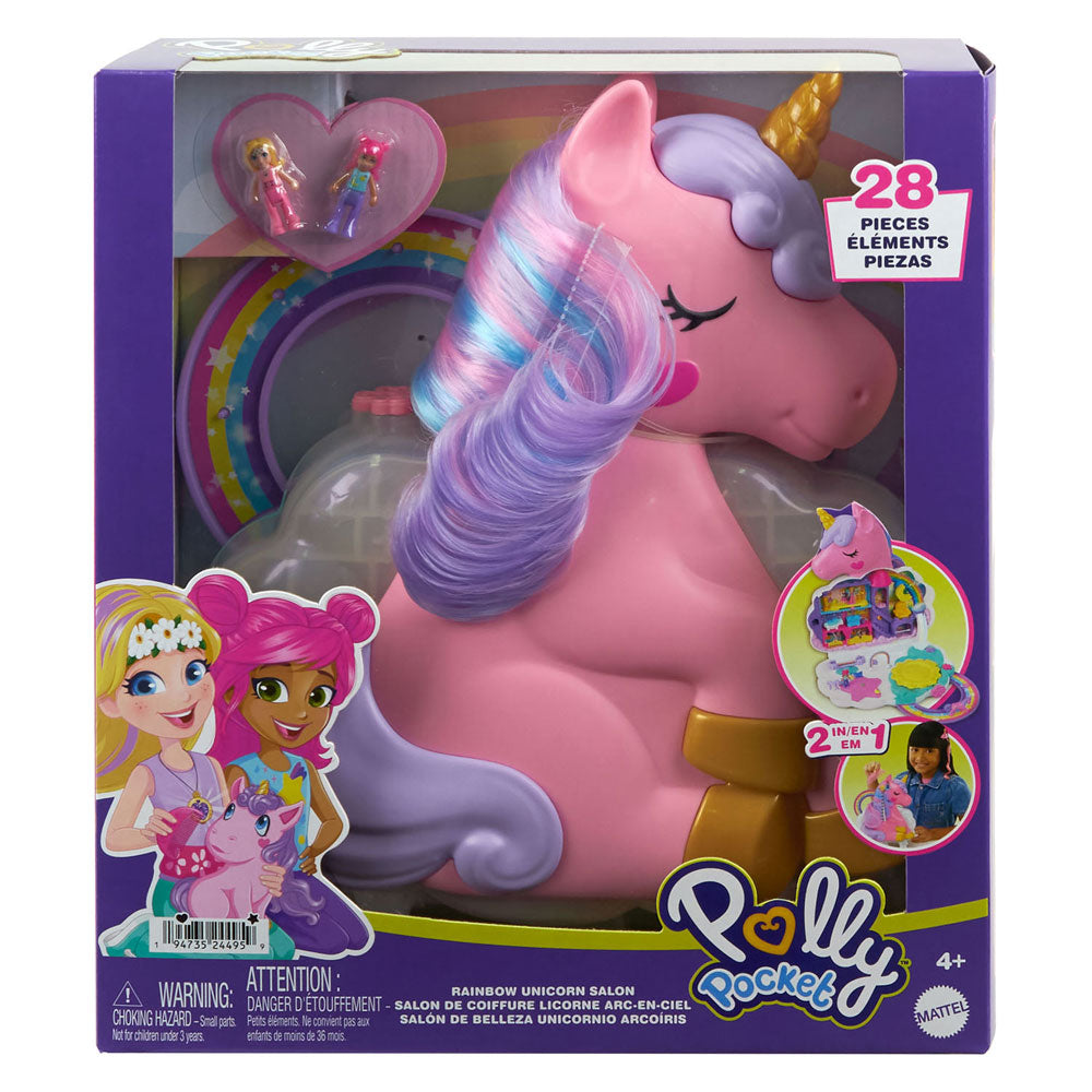 Mattel Polly Pocket Salon des Regenboog Einhorn-Spielset