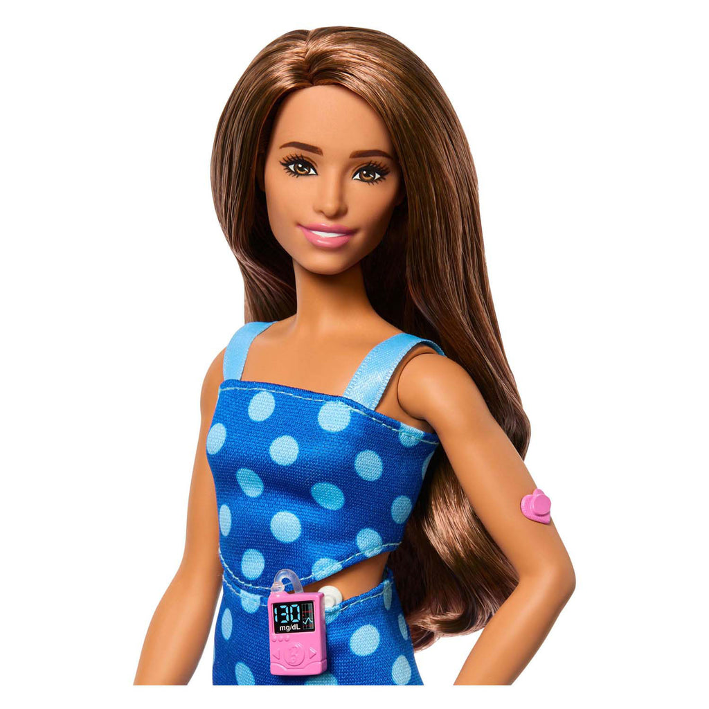 Mattel Barbie Fashionista Puppe - blau gepunktet