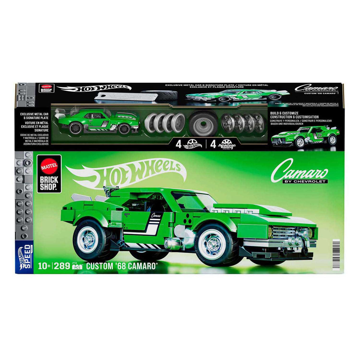 Brick shop mattel hot wheels speed serie - custom '68 camaro - bouwspeelgoed - 289 onderdelen