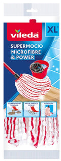 Vileda supermocio microfiber power vervanging - 1 per verpakking - geschikt voor alle franjemopsystemen van