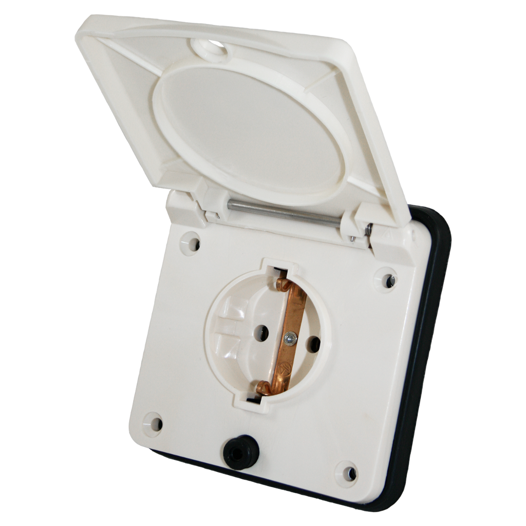 Schuko buiten wandcontactdoos wit voor caravan en camper - zonder verkoopverpakking