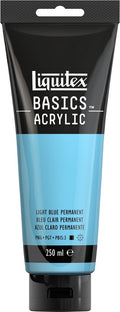 Liquitex 88700247 basics acrylverf permanent light blue permanent – 250 ml | kunstenaars acrylverf | middelmatige viscositeit | heldere blauwtint voor schilderen canvas