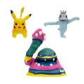Boti Batte Figurenset Machop, Pikachu, Alolan Muk, 3-teilig.