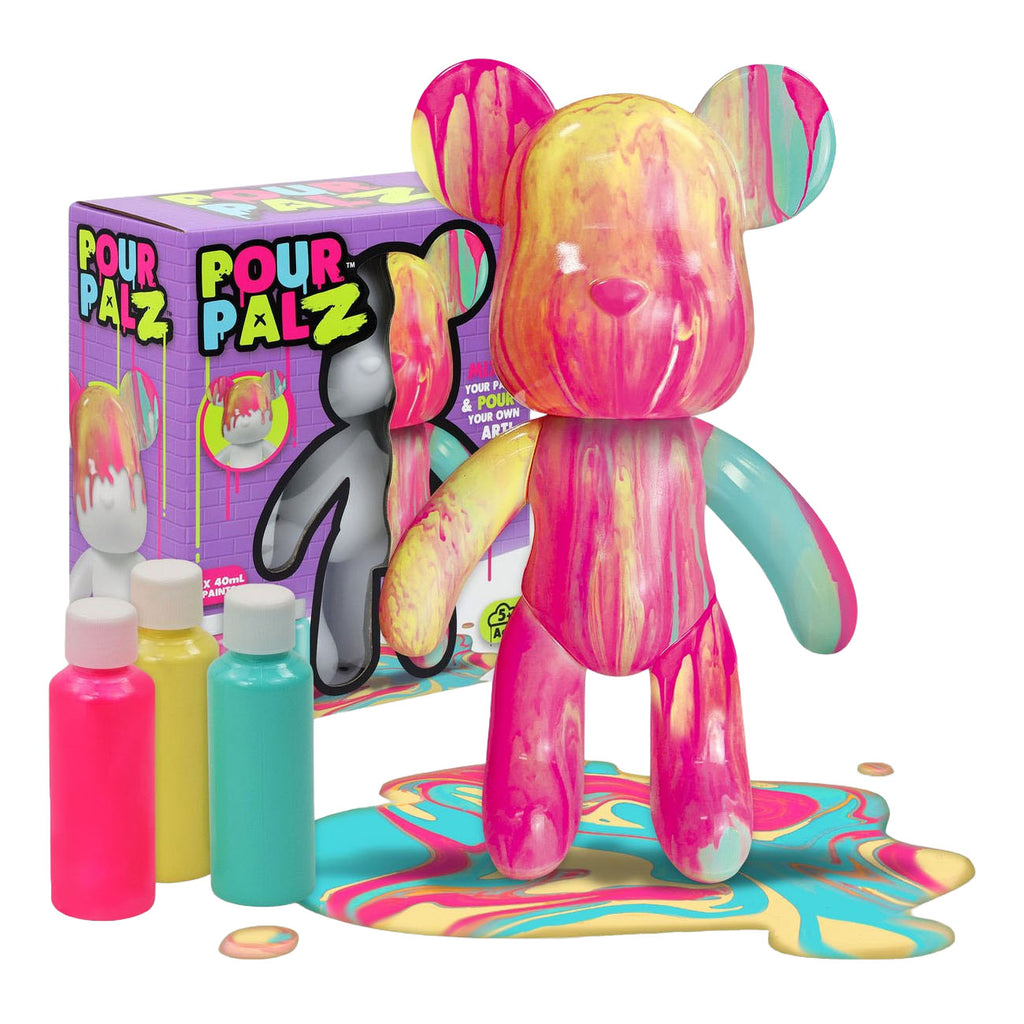Gear2play pour palz large paint bear 'bubblegum pop' - gietverfset (roze, geel, turquoise)