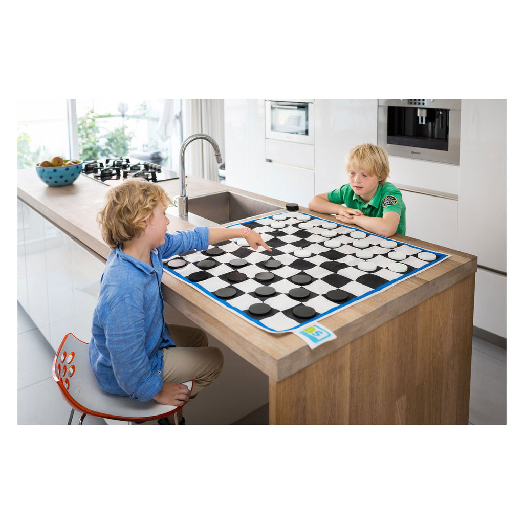 Bs toys dammen in het groot - vloerspel voor binnen en buiten - hout - kinderspel - vanaf 6 jaar