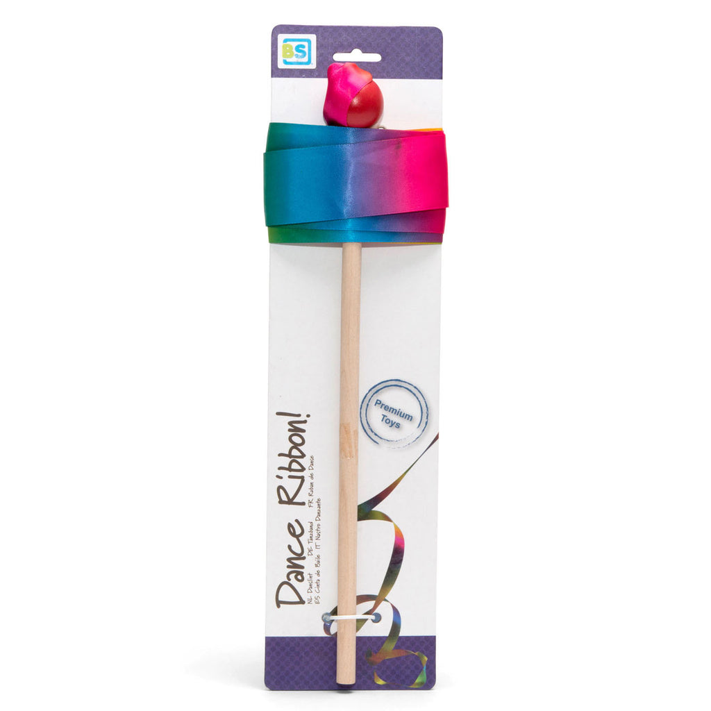 Bs toys danslint aan stok voor kinderen - gymnastieklint, turnlint - regenboog - 2 meter