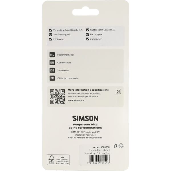 Simson Gear Innenkabel SA Old New Gazelle