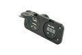 Power line digitale voltmeter 10-30v en 2x usb-a lader max. 3.1a laadstroom inbouw