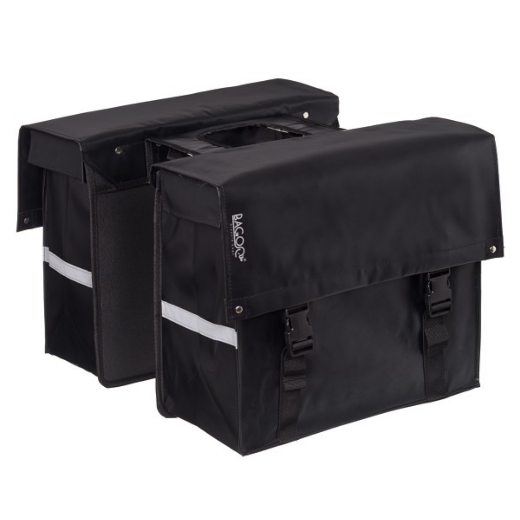 Bagoo dubbele fietstas bisonyl zwart inhoud 46l