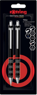 Rotring tikky vulpotlood- en balpenset | grafiet hb, 0,5 mm potlood | pen met medium punt | zwarte huls | lichtgewicht met rubberen grip