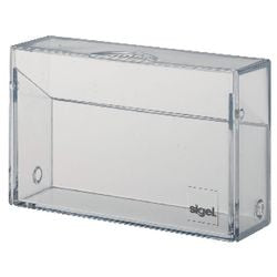 Sigel visitekaartbox met deksel voor 100 kaartjes acryl glashelder