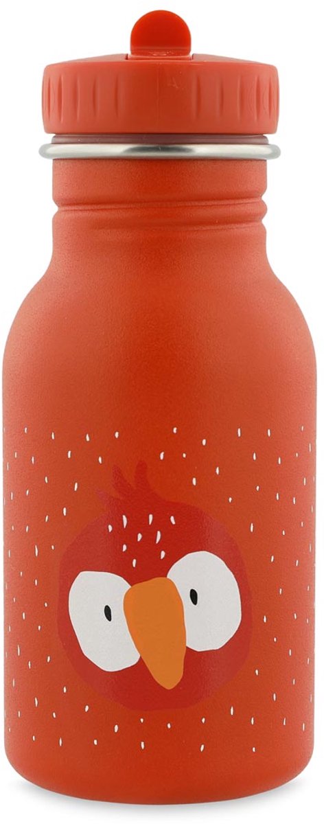 Trixie drinkfles - mr. parrot - rvs waterfles voor kinderen - 350ml - lekvrije fles - rood
