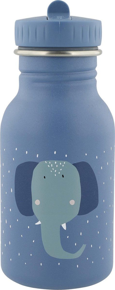 Trixie drinkfles - mrs. elephant - rvs waterfles voor kinderen - 350 ml - lekvrije fles - blauw - olifant