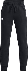 Under armour ua rival fleece joggers-blk jongens sportbroek - zwart - wit