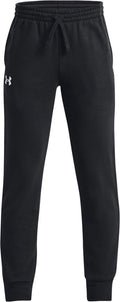 Under armour ua rival fleece joggers-blk jongens sportbroek - zwart - wit