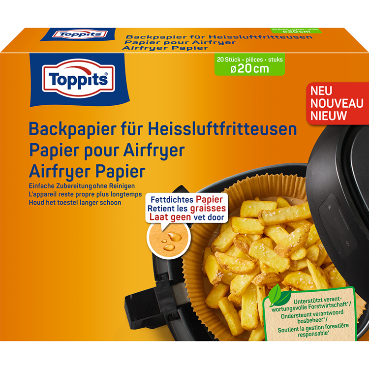Toppits Airfryer-Backbleche 20 cm, 20 Stück