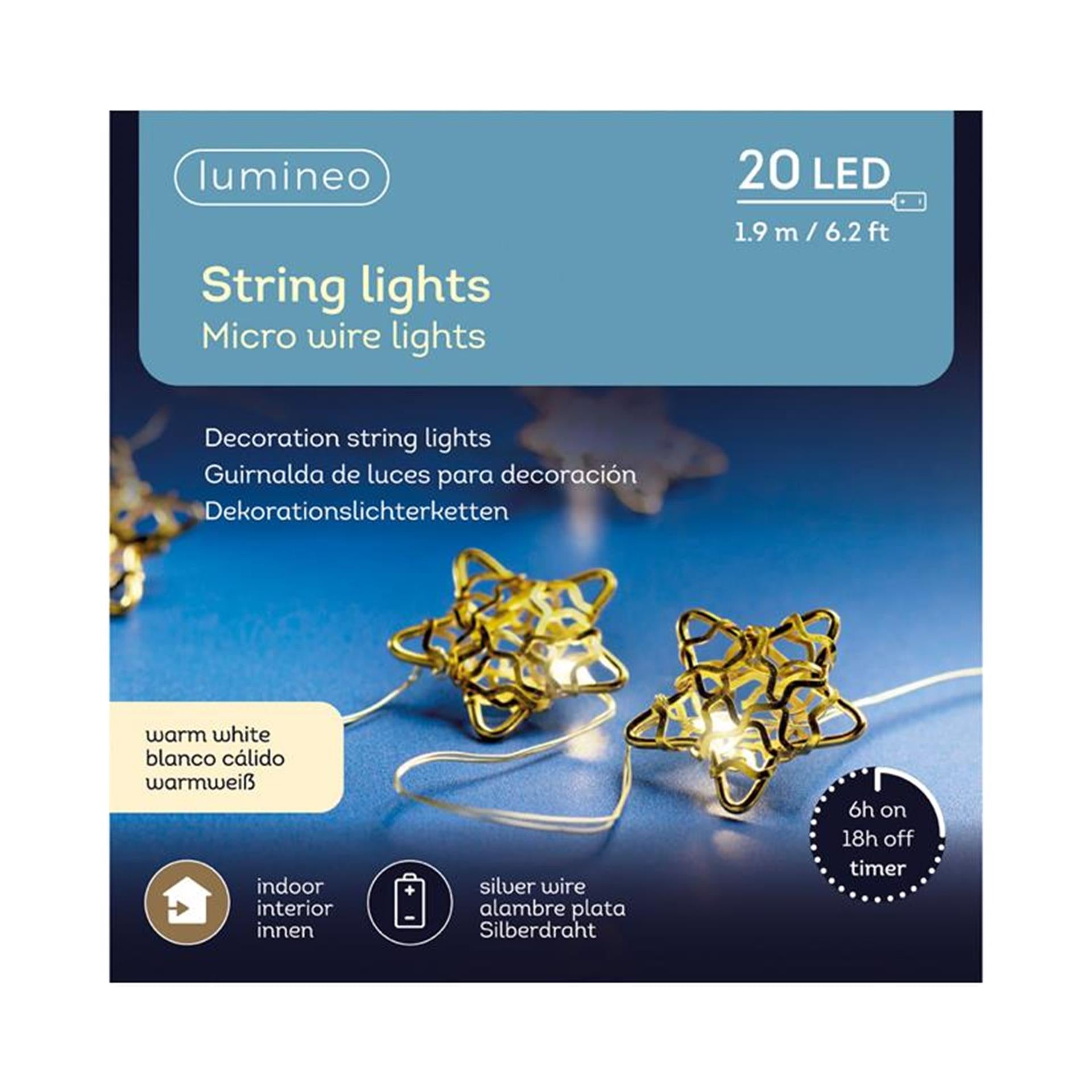 Lumineo strengverlichting ster metaal 20l