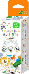 Haku yoka : mini kleurrol kit safari 12x200cm, inclusief 4 krijtjes en stickers, afscheurbaar, in bijenwas (10%), in doos 6,2x6,2x19,6cm, 3+