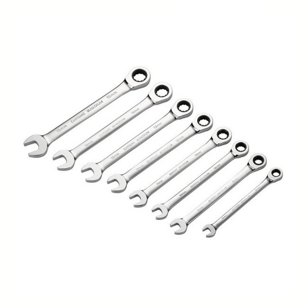 IceToolz Kombinations-Ratschenschlüsselsatz 8-15 mm – schwarz