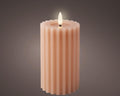 Lumineo led kaars wax ribbel licht roze h14,8cm