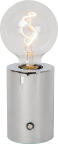 Lucide vivo - oplaadbare tafellamp - accu batterij - ø 8 cm - led dimbaar - e27 - 1x1w 2700k - chroom