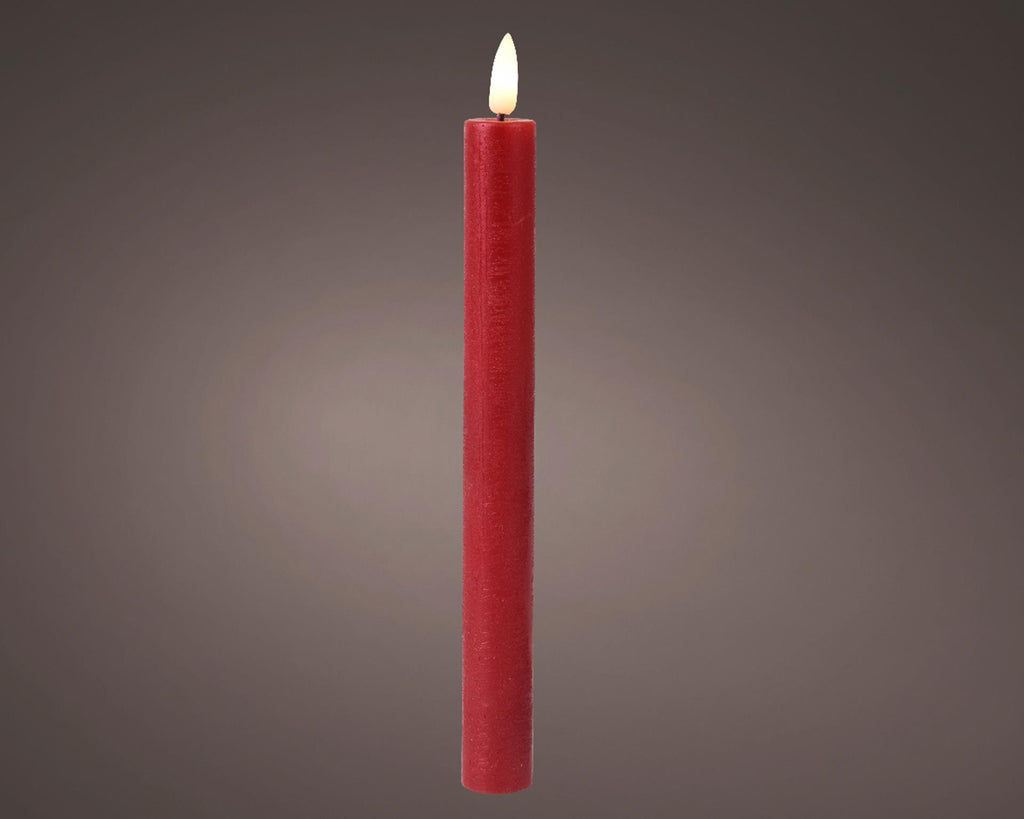 Lumineo dinerkaarsset led vlam 24cm rood 2-dlg