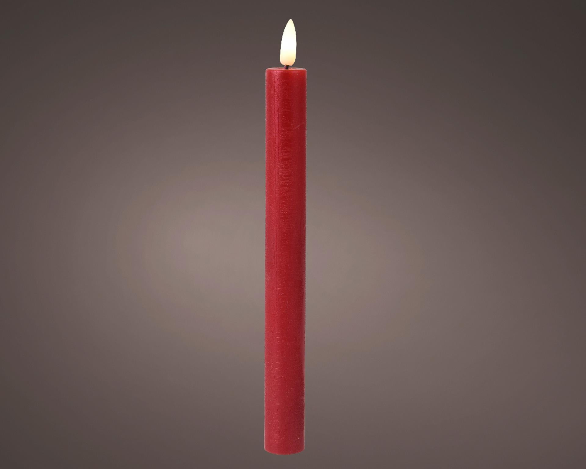 Lumineo dinerkaarsset led vlam 24cm rood 2-dlg