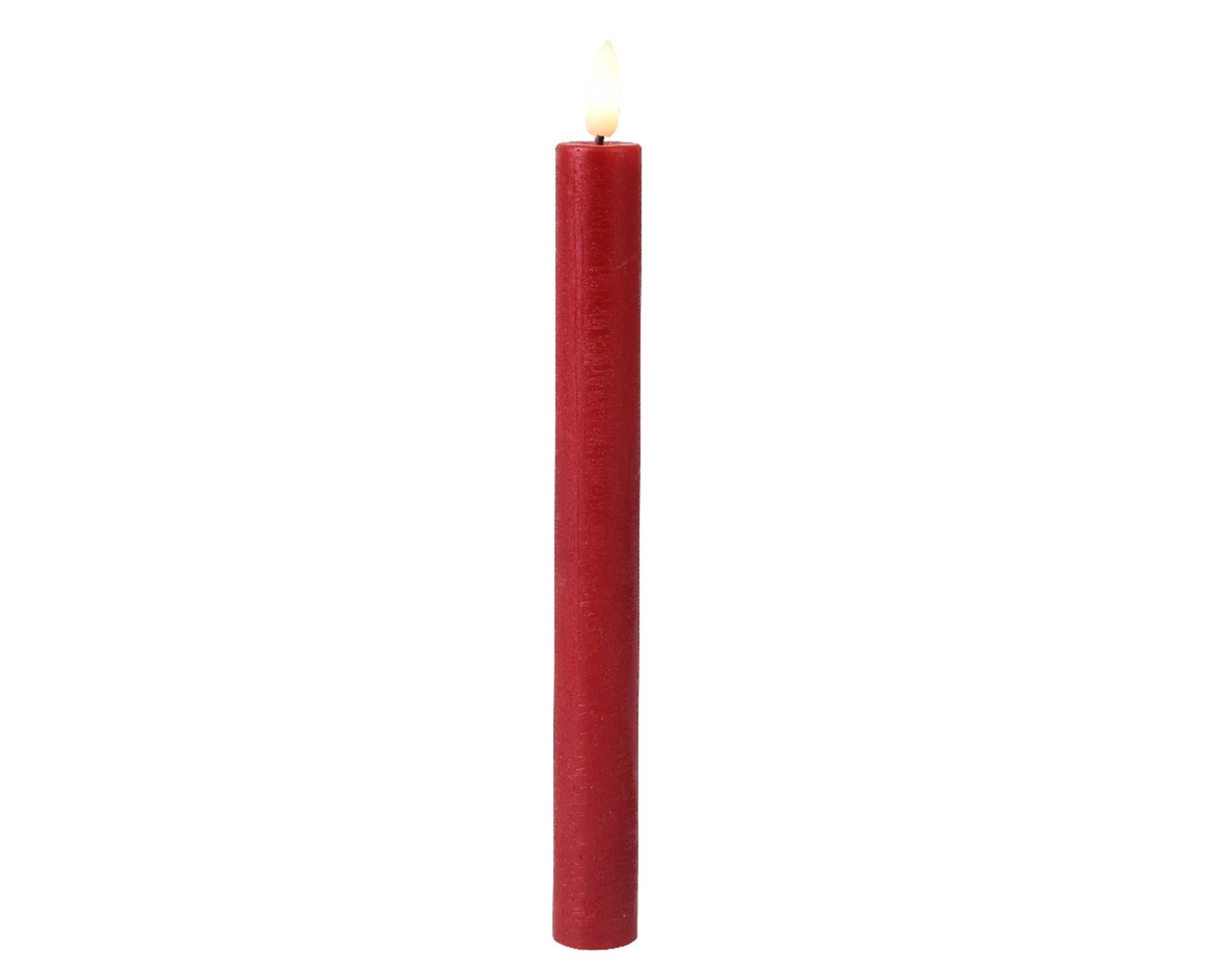 Lumineo dinerkaarsset led vlam 24cm rood 2-dlg