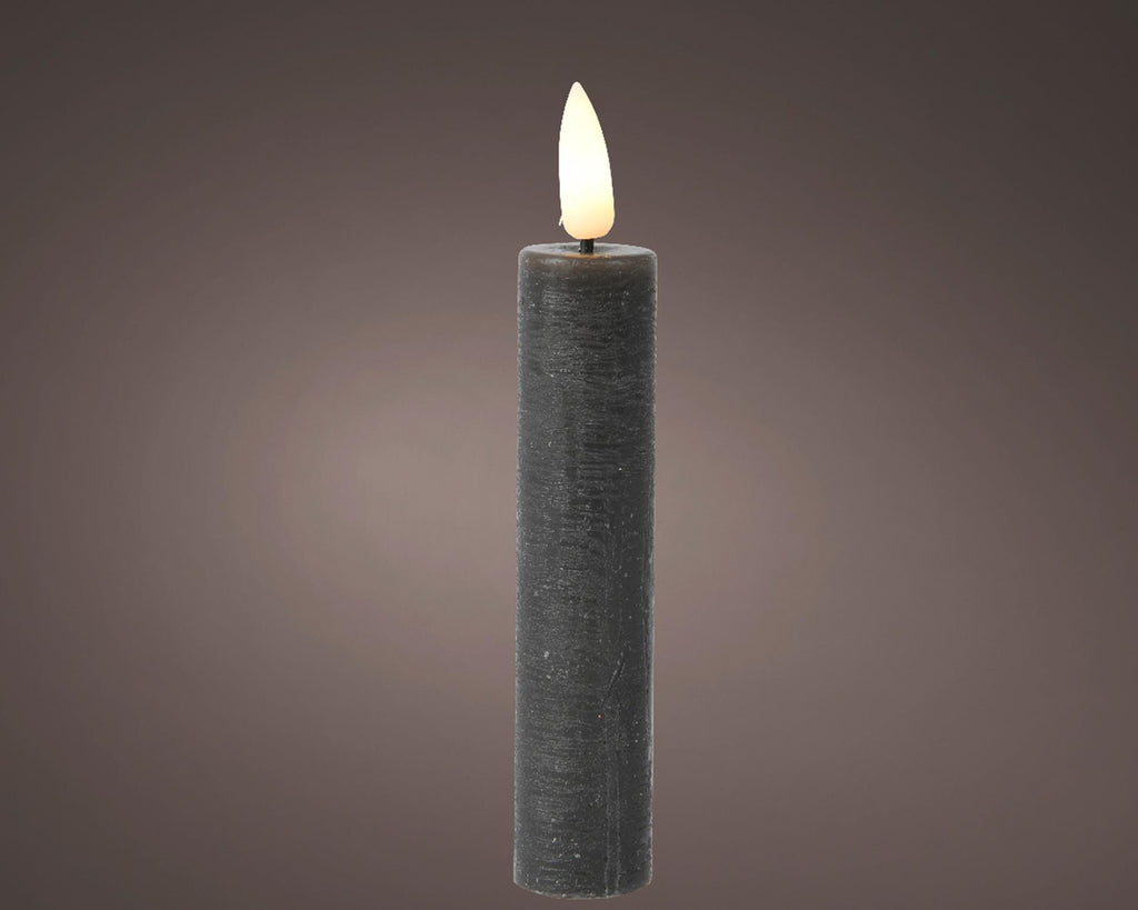 Lumineo dinerkaarsset led vlam 16cm grijs 2-dlg