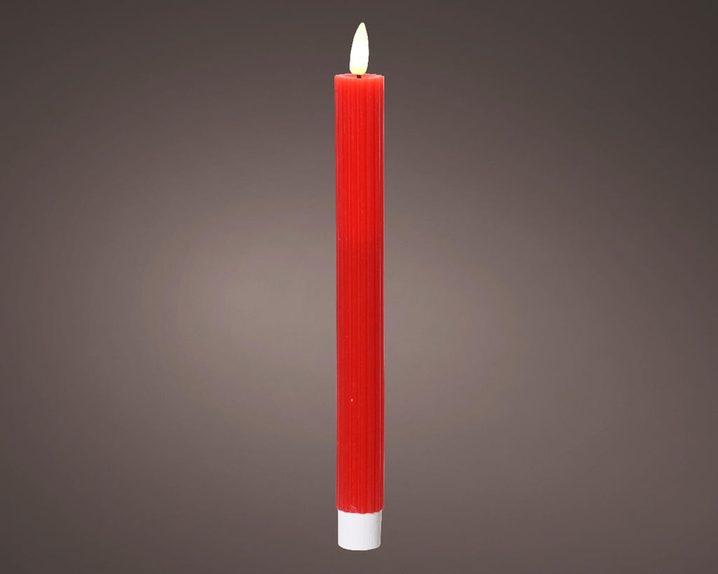 Lumineo led dinerkaarsen 2-delig met flikkerende vlam kerstrood dia.2x24,5cm was met 6 uur timer