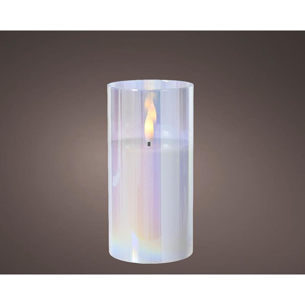 Lumineo kaars led in glas iriserend 15cm