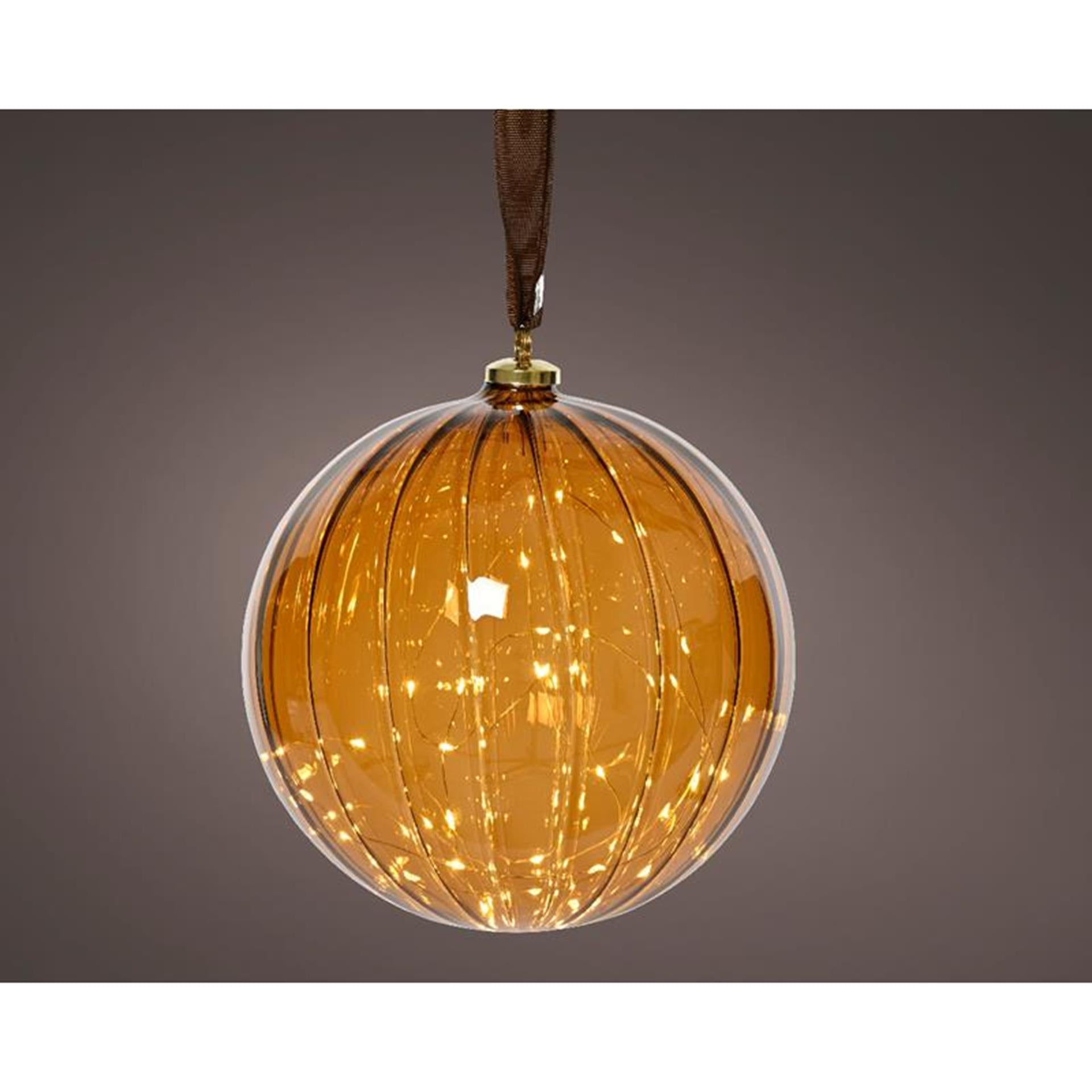 Lumineo bal led glas dia 14cm bruin warmwit