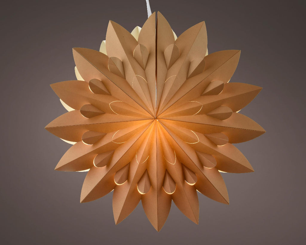 Lumineo kerstster met ledverlichting met timer op batterij fsc karton dia40cm amber