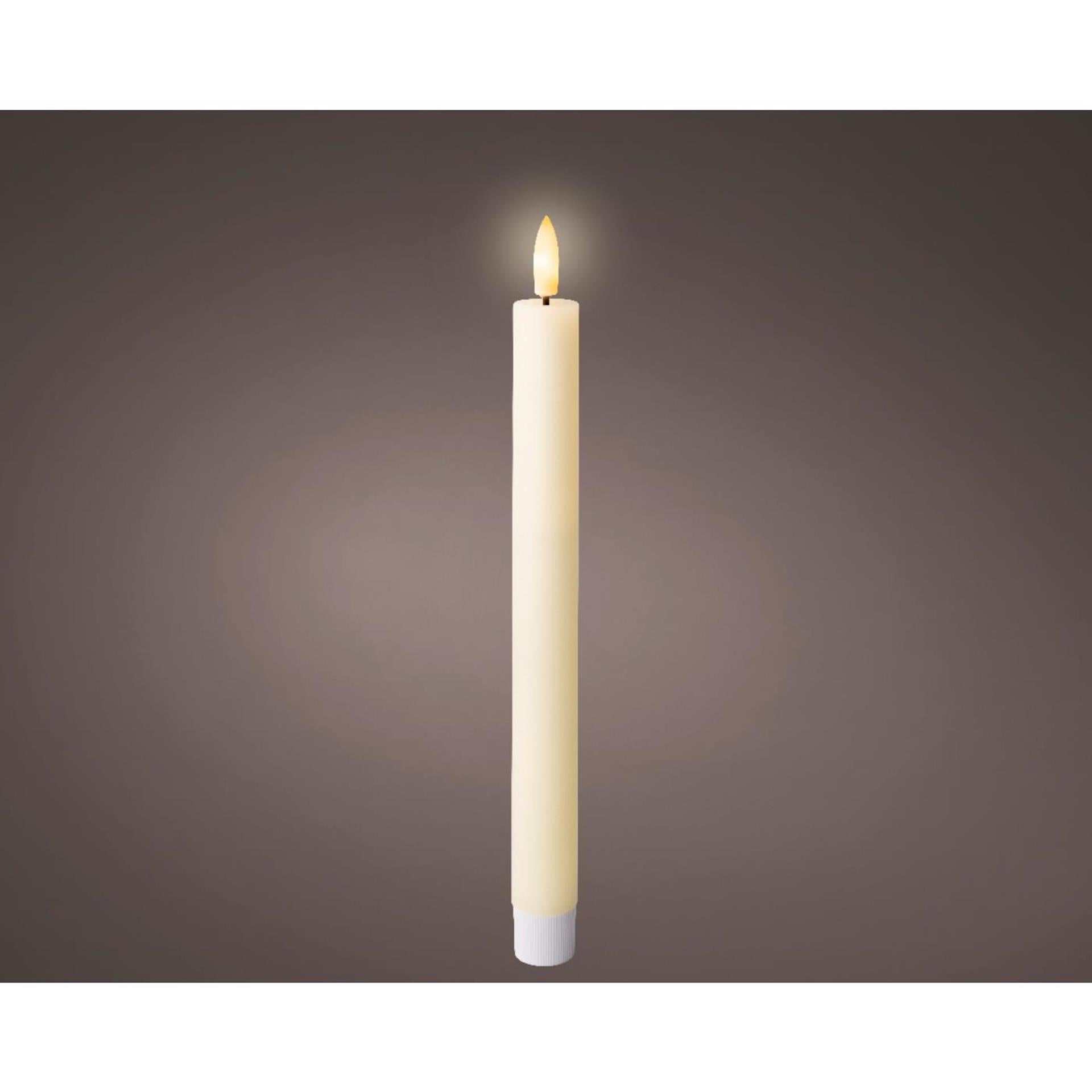 Lumineo led dinerkaarsset wax crème ø2,2xh24,5cm