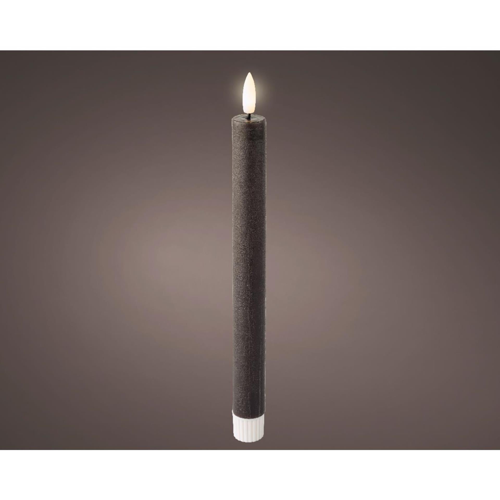 Lumineo led dinerkaarsset wax grijs ø2,2xh24,5cm