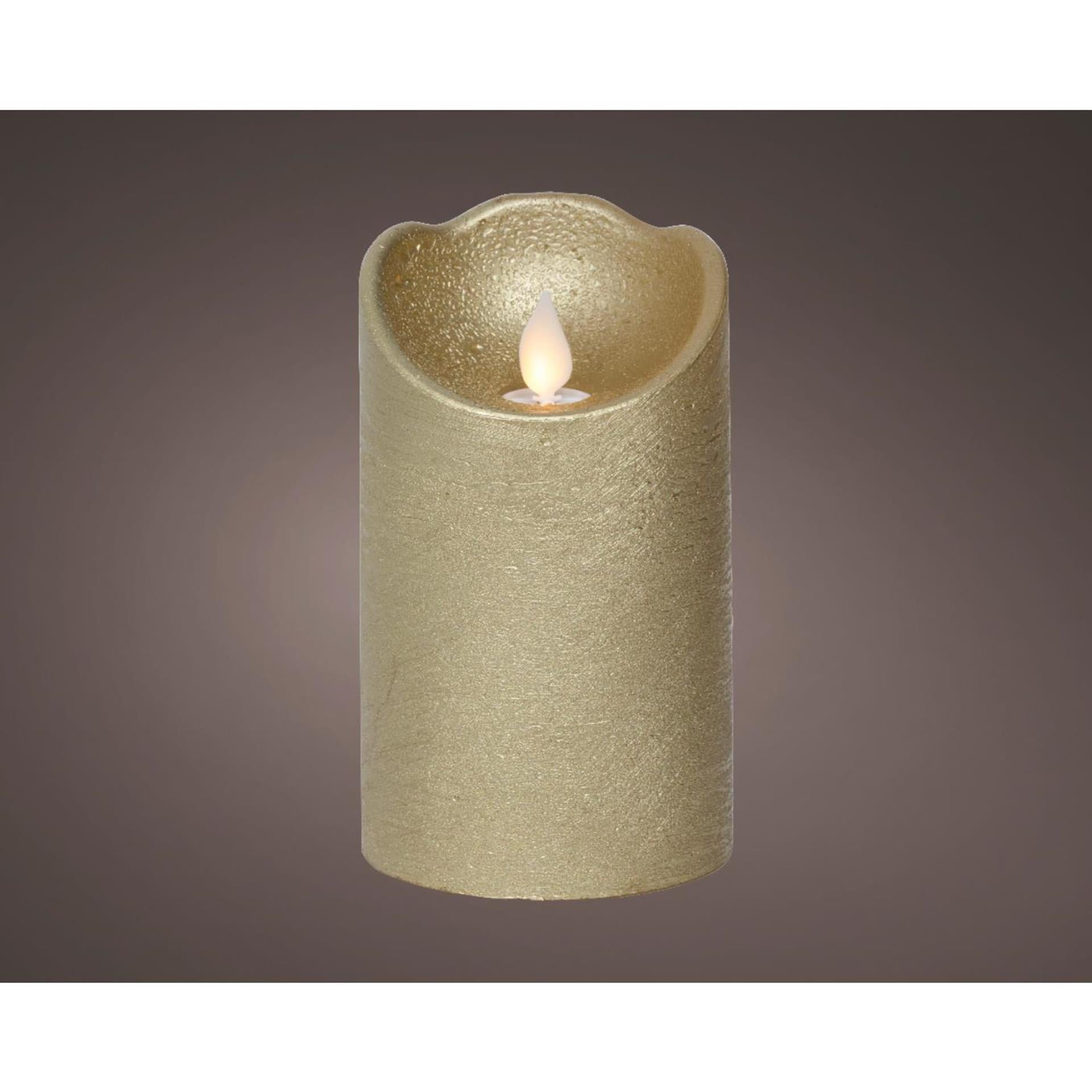 Lumineo led waving kaars wax goud ø7,5xh12,5cm