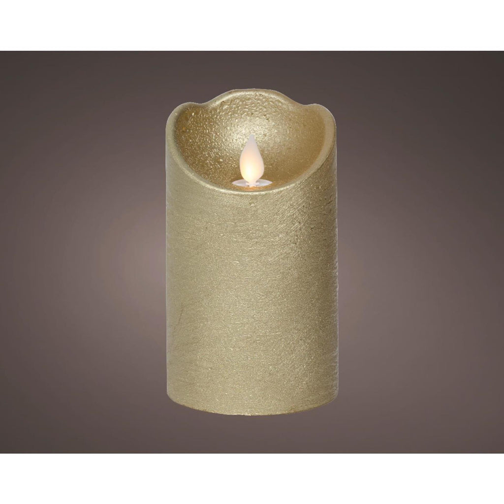 Lumineo led waving kaars wax goud ø7,5xh12,5cm warm wit