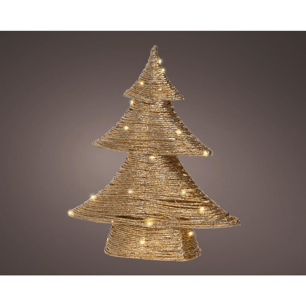 Lumineo kerstboom papier goud led 10x34x40cm warm wit